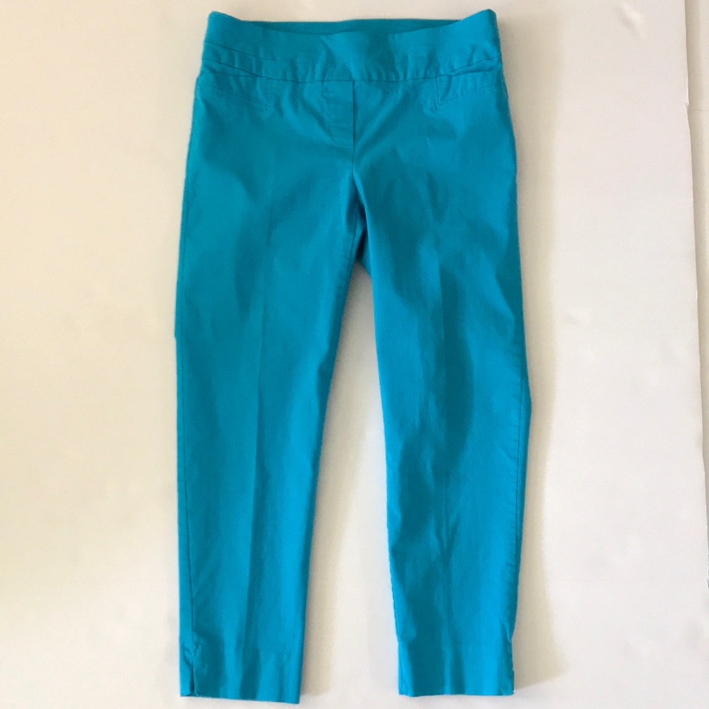 New Directions Turquoise Slip-on Stretch Pant Size 10, Ankle Cropped
